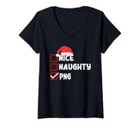 Womens Funny Papua New Guinea Christmas Design Nice Naughty PNG V-Neck T-Shirt