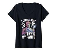 Womens Funny Paranormal EVP Ghost Hunting Meme V-Neck T-Shirt