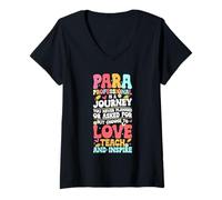 Women's Funny Paraprofessional Teacher para Sped Ed Parapro V-Neck T-Shirt