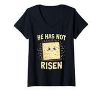 Women's Funny Passover Matzah He Has Not Risen unleavened Bread V-Neck T-Shirt