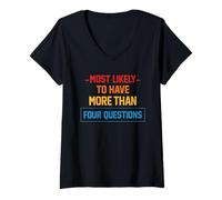 Women's Funny Passover Most Likely to Have More Than Four Questions V-Neck T-Shirt