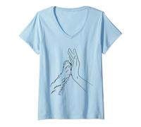 Womens Funny Paw Dog Promoted From Dog Dad Punch Hand Dog V-Neck T-Shirt