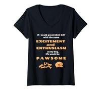 Womens Funny Pawsome Dog Enthusiasm Pet Lover Gift Design V-Neck T-Shirt