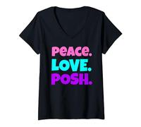 Womens Funny Peace Love Posh,Gifts With Posh and Peace and Love V-Neck T-Shirt