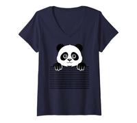 Womens Funny Peeking Panda Cute Zoo Animal Lover for Men Women Kids V-Neck T-Shirt