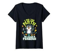 Women's Funny Penguin Lover Mathematics Did The Math Day Teacher V-Neck T-Shirt
