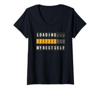 Womens Funny Personal Development Loading My Best Self Gift V-Neck T-Shirt