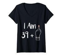 Women's Funny Personalized 39 plu 1 = Fabulous 40 Queen Humor Bday V-Neck T-Shirt