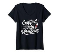 Women's Funny Phlebotomist Vein Whisperer Blood Draw Tech V-Neck T-Shirt