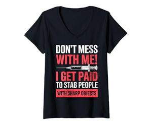 Women's Funny Phlebotomy Blood Draw Tech Phlebotomist V-Neck T-Shirt
