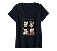 Women's Funny Photo Booth Meme Exotic Shorthair Brown cat V-Neck T-Shirt