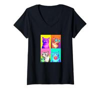 Women's Funny Photo Booth Meme Munchkin cat V-Neck T-Shirt