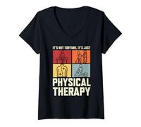 Womens Funny Physical Therapist PT It's Not Torture It's Therapy V-Neck T-Shirt