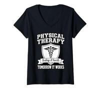 Women's Funny Physical Therapy Today It Hurts Tomorrow Works V-Neck T-Shirt