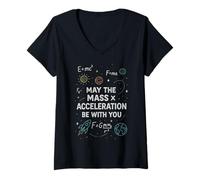 Womens Funny Physics Parody May The Mass x Acceleration Be with You V-Neck T-Shirt