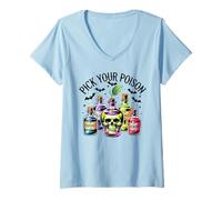 Womens Funny Pick Your Poison Apple Halloween Gothic Princess Humor V-Neck T-Shirt