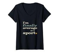 Women's Funny Pickleball Player I'm Finally Average at a Sport V-Neck T-Shirt