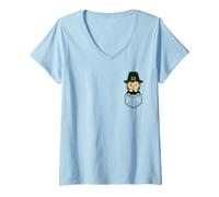 Womens Funny Pilgrim Pocket Pal Cute Thanksgiving Holiday V-Neck T-Shirt
