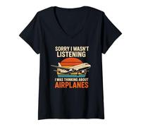 Womens Funny Pilot Aviation Airplane Pilots Joke Quote V-Neck T-Shirt