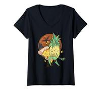 Womens Funny Pineapple Pizza Love Is Love Cartoon Pizzas V-Neck T-Shirt