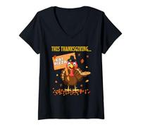 Womens Funny Pizza Lovers Thanksgiving Turkey Vegetarians and Vegan V-Neck T-Shirt