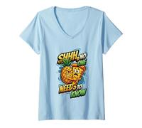 Womens Funny Pizza Pineapple No One Needs to Know Hawaiian Pizza V-Neck T-Shirt
