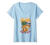 Womens Funny Pizza Pineapple No One Needs to Know Hawaiian Pizza V-Neck T-Shirt