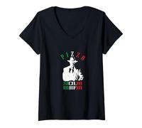 Womens Funny Pizza Sicilia Mafia V-Neck T-Shirt
