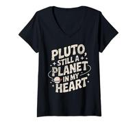 Women's Funny Planet Pluto Stargazing Astronomy V-Neck T-Shirt