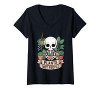 Women's Funny Plant Lover Plants Not People Introvert Vibes V-Neck T-Shirt