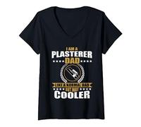 Womens Funny Plasterer Dad Outfit Bricklayer Fathers Day Mason V-Neck T-Shirt