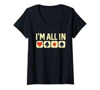 Women's Funny Poker All in Card Player Quote V-Neck T-Shirt