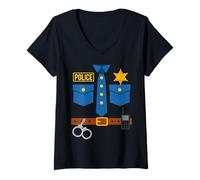 Womens Funny Police Officer Uniform Costume Halloween or Party V-Neck T-Shirt