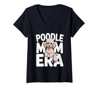 Women's Funny Poodle Mom Era Cute Dog Lover Women V-Neck T-Shirt