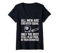 Women's Funny Pool Player 70s Men Billiards 8 Ball Cue V-Neck T-Shirt