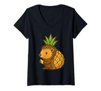 Womens Funny Porcupineapple Porcupine Pineapple Animal Adult Kids V-Neck T-Shirt