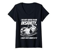 Womens Funny Possum I Do Not Suffer from Insanity Quote Humor V-Neck T-Shirt
