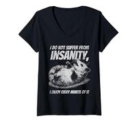 Womens Funny Possum I Do Not Suffer from Insanity Quote Humor V-Neck T-Shirt
