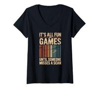 Women's Funny Postman Fun and Games Until Somebody Misses The Scan V-Neck T-Shirt