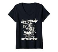 Women's Funny Pub Humor Everybody in The Pub Getting Tipsy V-Neck T-Shirt