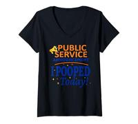 Womens Funny Public Service Announcement I Pooped Today Poop Gift V-Neck T-Shirt