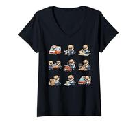 Women's Funny Pug EMT Paramedic First Responder Dog Lover V-Neck T-Shirt