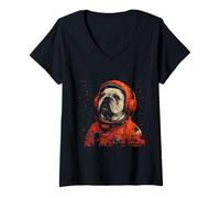 Womens Funny Pug Lovers Dog Astronaut In The Space V-Neck T-Shirt