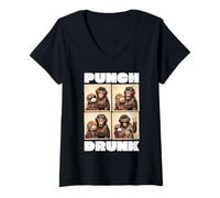 Women's Funny Punch Monkey Photobooth Viral Video Punch Drunk V-Neck T-Shirt