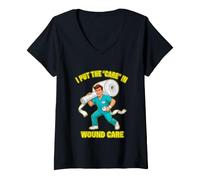 Women's Funny Put The Care Wound Care Saying Sarcastic V-Neck T-Shirt