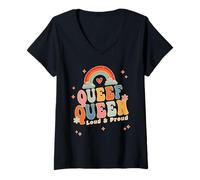 Womens Funny Queef Queen Cat Inappropriate Dirty Adult Humor Jokes V-Neck T-Shirt