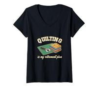 Women's Funny Quilting is My Retirement Plan Quilting Lover V-Neck T-Shirt