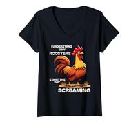 Womens Funny Quote The Older I Get I Understand A Screaming Rooster V-Neck T-Shirt
