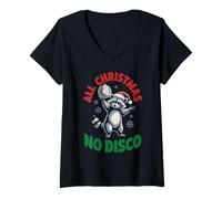 Womens Funny Raccoon All Christmas No Disco V-Neck T-Shirt