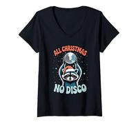 Womens Funny Raccoon All Christmas No Disco V-Neck T-Shirt